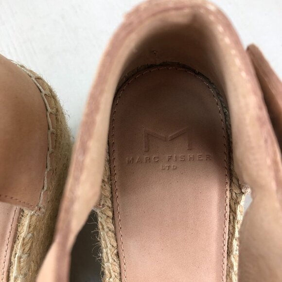Marc Fisher Women's Size 6M Lalida Pink Cream Leather Peep Toe Espadrille Wedges - Picture 13 of 14